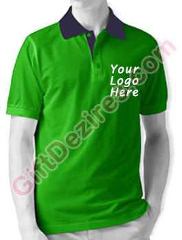 Designer Emerald Green and Blue Color Company Logo Printed T Shirts